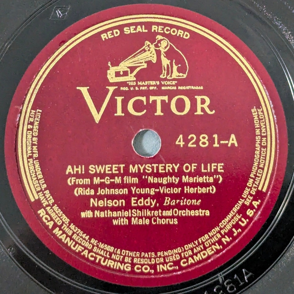 Nelson Eddy Ah! Sweet Mystery of Life Victor Red Seal 4281 78 RPM 10" VG+